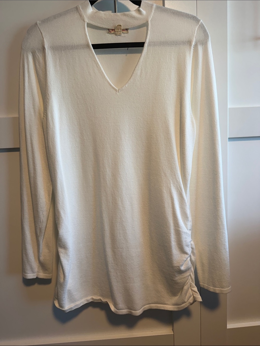It's Our Time Cream Sweater with keyhole neck